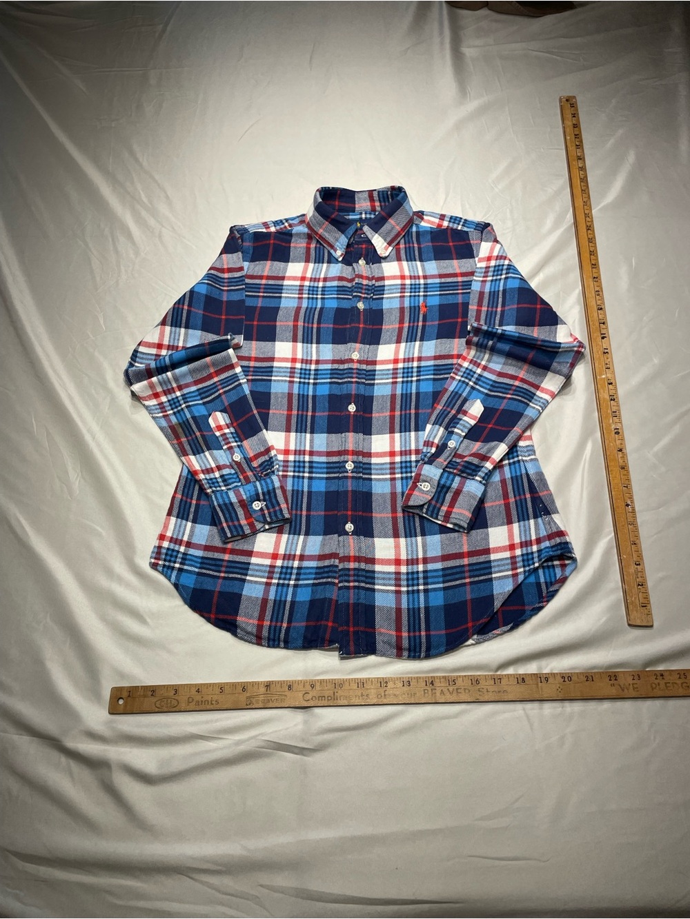 Ralph Lauren Blue Red White Plaid Button-Down Shirt
